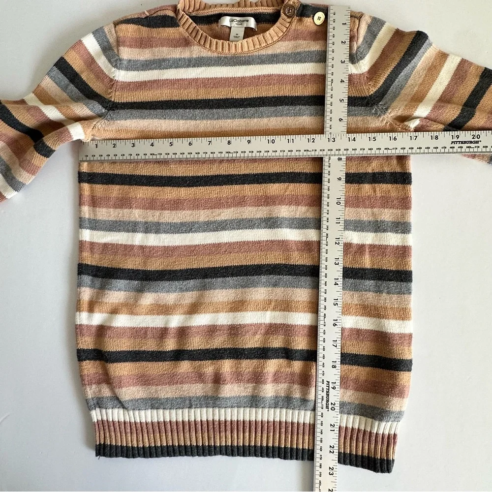 Vintage Liz Claiborne Striped Cotton Sweater Neutrals Size Medium